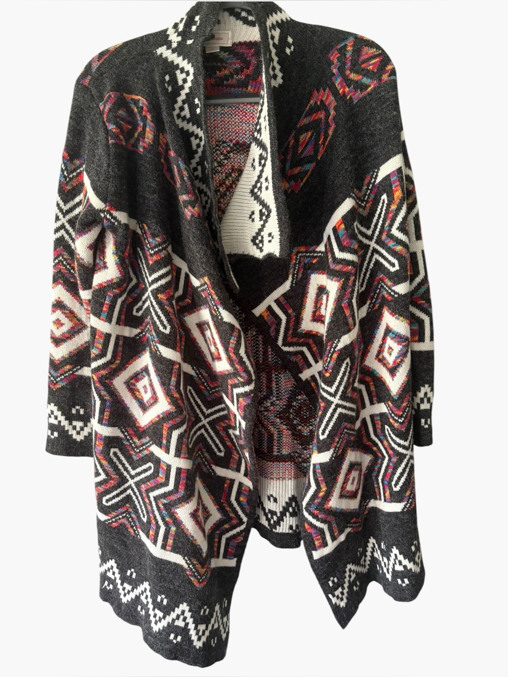 Women’s Kamana Cardigan Open Waterfall Front Aztec Pattern Sz Medium